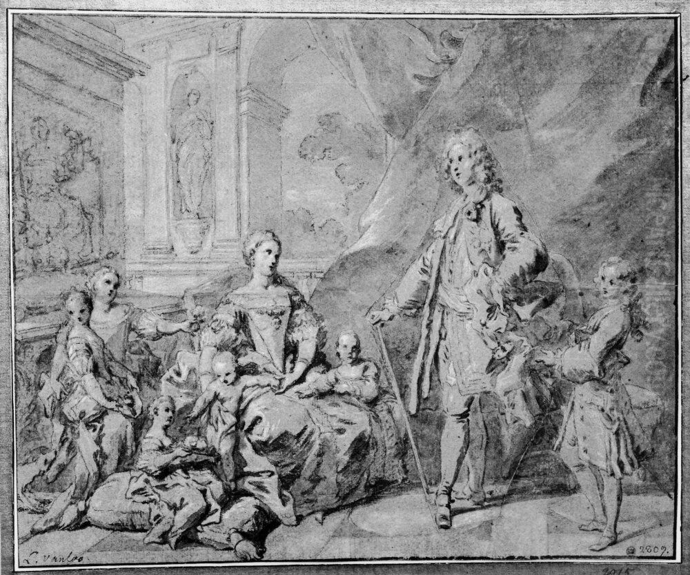 Familjebild Oil Painting by Louis-Michel Van Loo