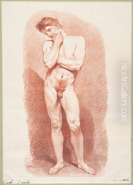 Staende naken yngling Oil Painting by Charles-Andre van Loo