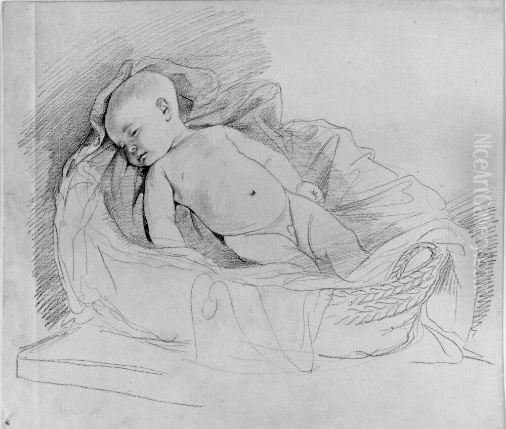 Sigurlam Ling dod i kopporna Oil Painting by Carl Wahlbom