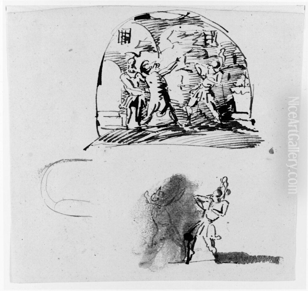 Dramatisk kallarscen Oil Painting by Johan Tornstrom