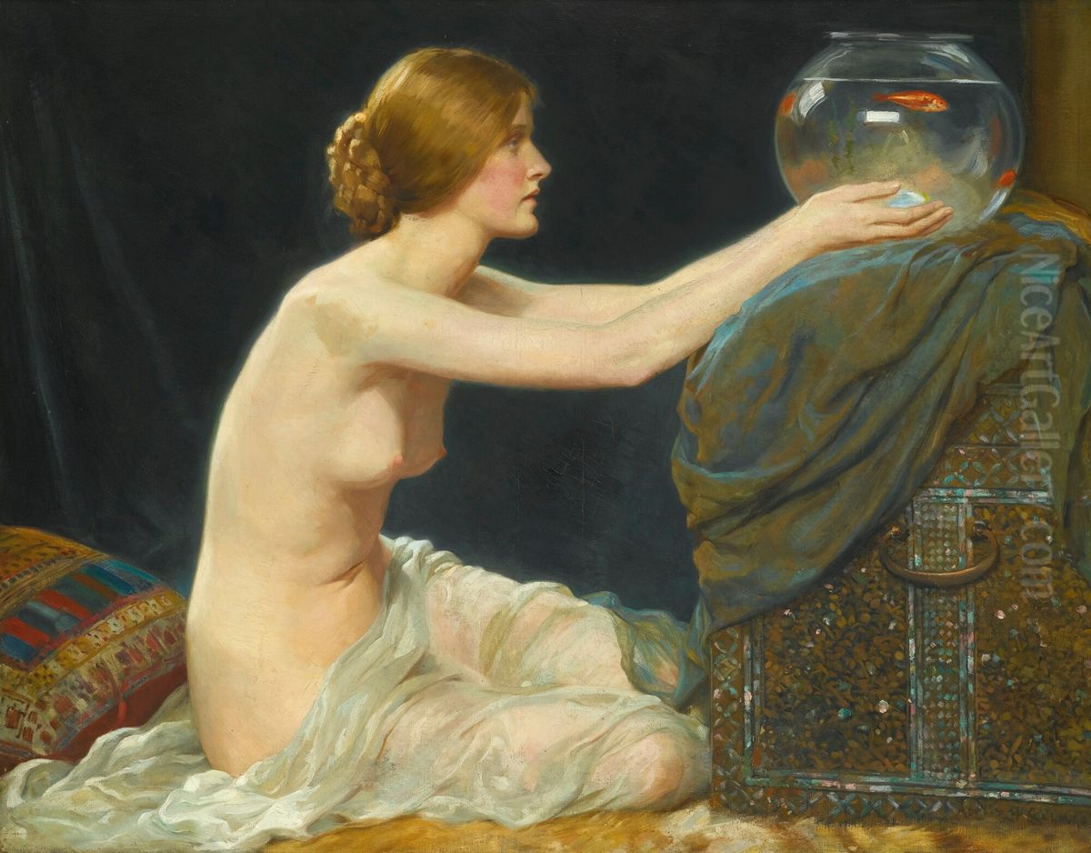 The Goldfish Bowl Oil Painting by Albert Henry Collings