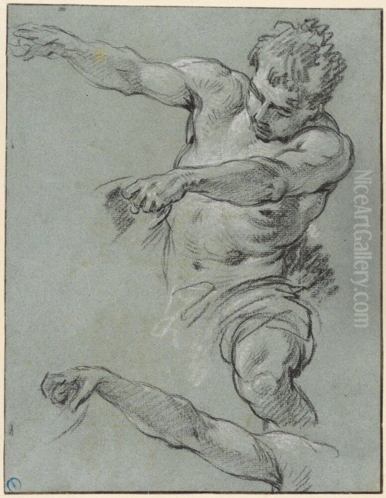 Study of a Male Nude Oil Painting by Francois Boucher