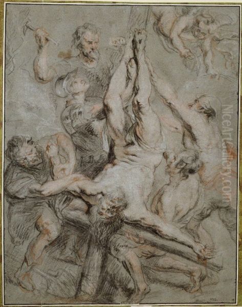 Petri korsfastelse Oil Painting by Jean-Antoine Watteau