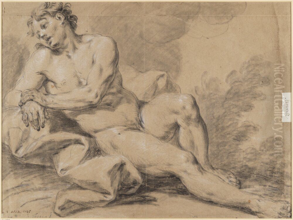 Reclining Male Nude Oil Painting by Guillaume Taraval