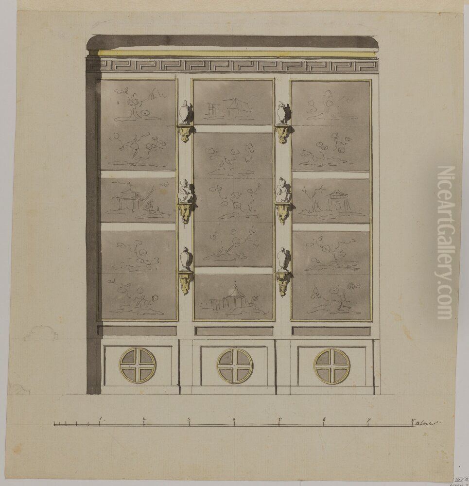 Draft for Part of a Wall in the Chinese Pavillion, Drottningholm Palace Oil Painting by Jean Eric Rehn Draft for Part of a Wall in the Chinese Pavillion, Drottningholm Palace Oil Painting by Jean Eric Rehn