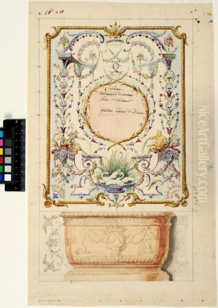 Design for the Decoration of a Royal Bathroom, a Bathtub with Wall Panels Oil Painting by Claude III Audran