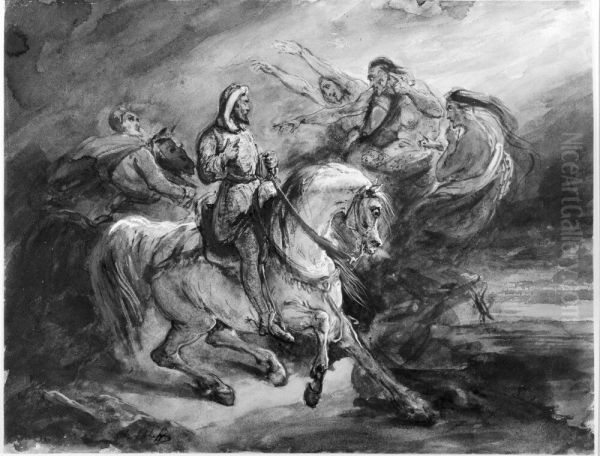 Macbeth och haxorna Oil Painting by Ary Scheffer