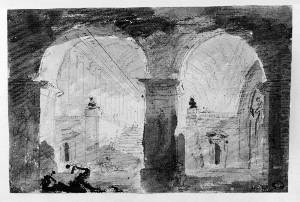 Trappan i San Martino ai Monti, Rom Oil Painting by Hubert Robert