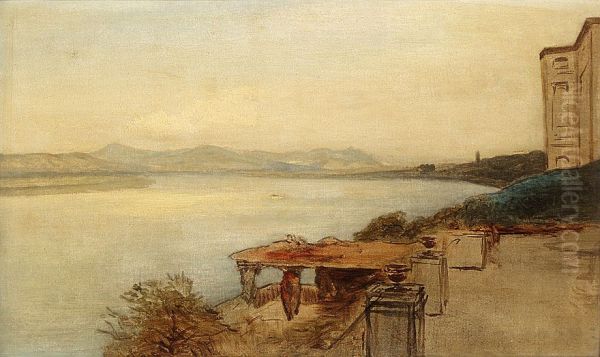 Blick auf das Siebengebirge Oil Painting by Albert Flamm