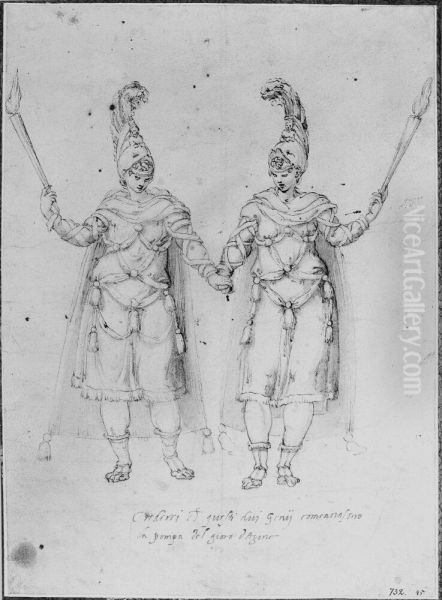 Tva haroldrar Oil Painting by Francesco Primaticcio