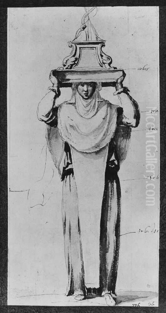 Figure dressed as Egyptian caryatid Oil Painting by Francesco Primaticcio