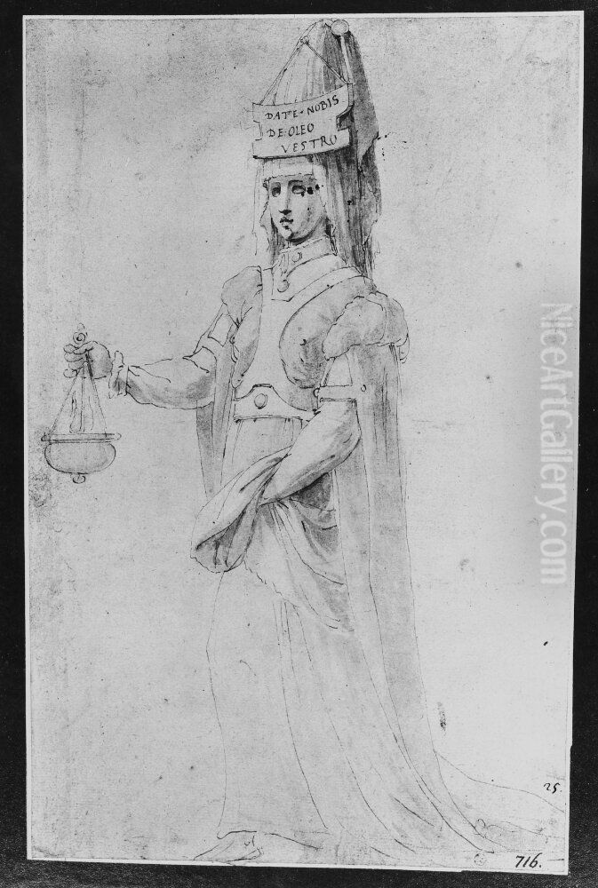 En av de favitska jungfrurna Oil Painting by Francesco Primaticcio