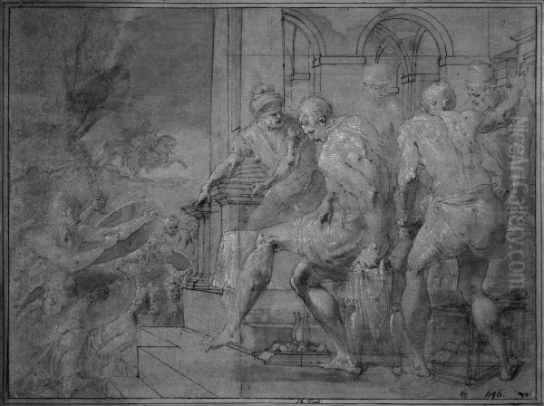 Ithakas invanare revolterar Oil Painting by Francesco Primaticcio