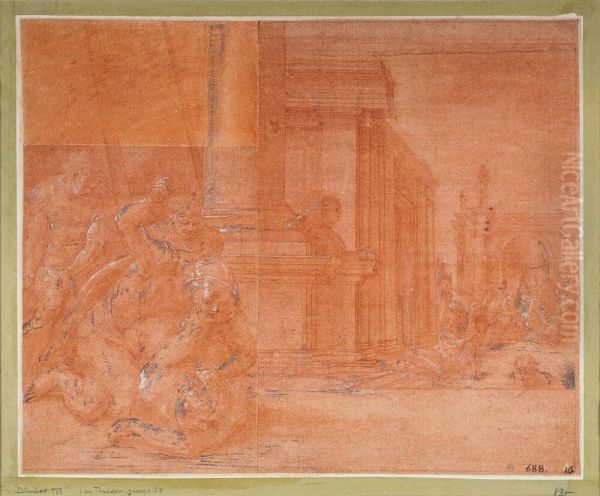 Odysseus bekampar tiggaren Irus Oil Painting by Francesco Primaticcio
