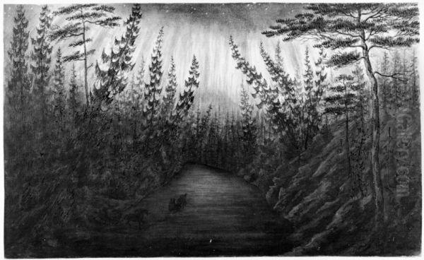 Aurore boreale Oil Painting by Anders Fredrik Skjoldebrand