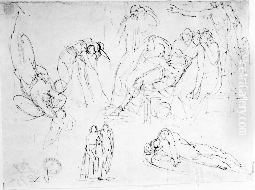 Figurstudier Oil Painting by Johan Tobias Sergel