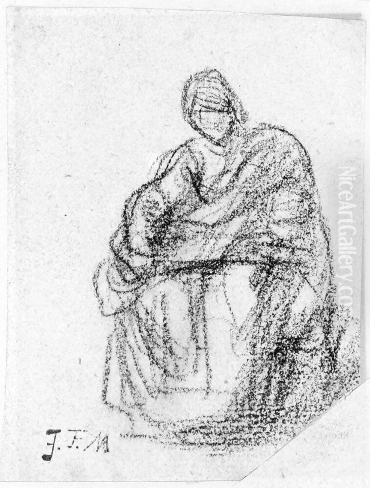 Sittande kvinna Oil Painting by Jean-Francois Millet