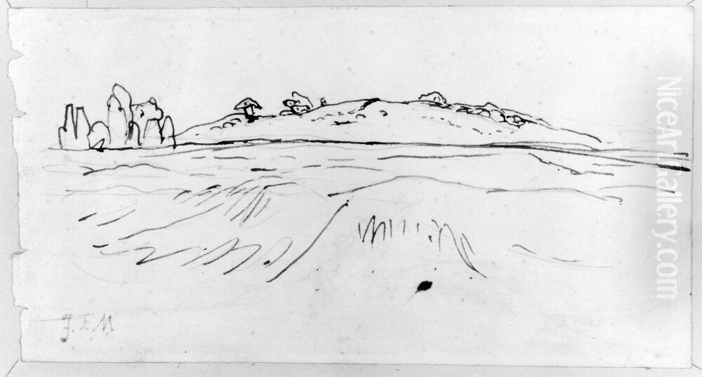 Landskapsstudie Oil Painting by Jean-Francois Millet