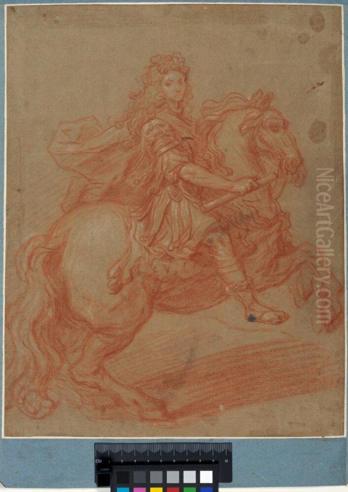 Louis XIV on Horseback Oil Painting by Pierre Mignard I