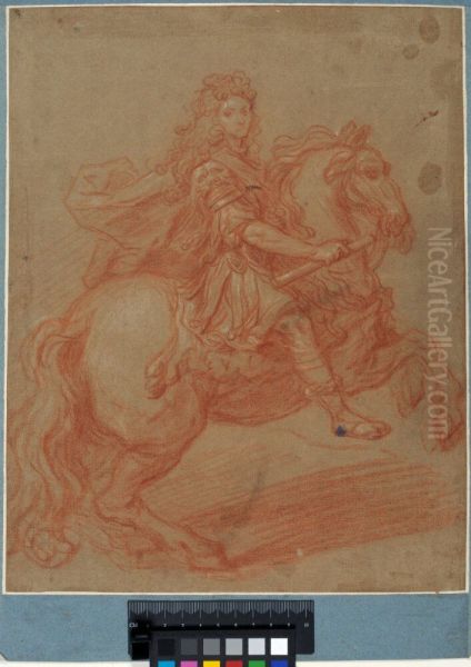 Louis XIV on Horseback Oil Painting by Pierre Mignard I