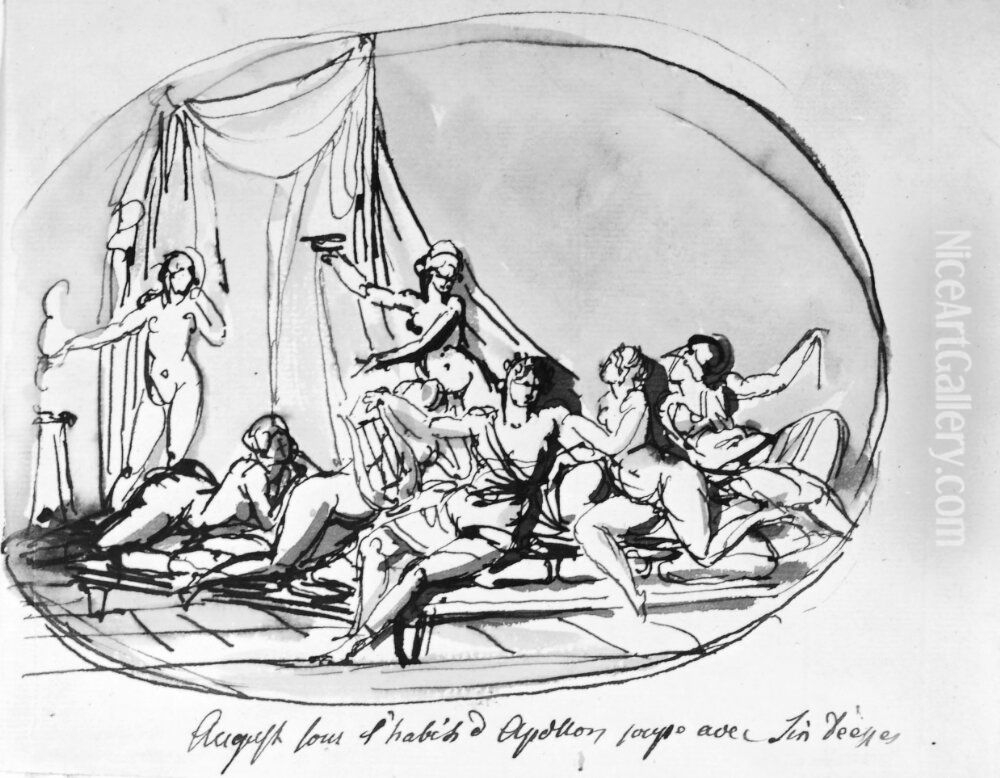 Augustus som Apollo Oil Painting by Johan Tobias Sergel