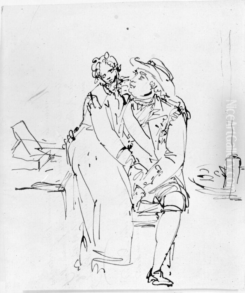 Alskande par Oil Painting by Johan Tobias Sergel