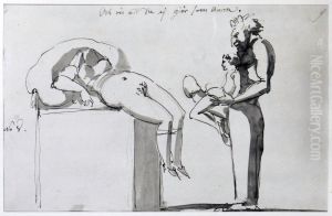 Obscen satyrherm, yngling och kvinna