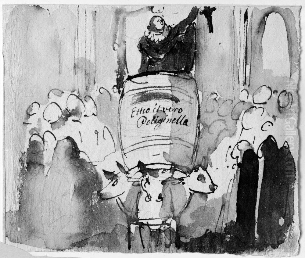 Etteo it vero Poliginella Oil Painting by Johan Tobias Sergel