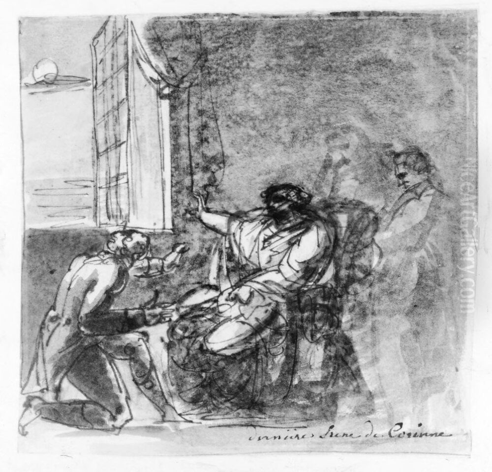 Sista scenen ur Corinne Oil Painting by Johan Tobias Sergel