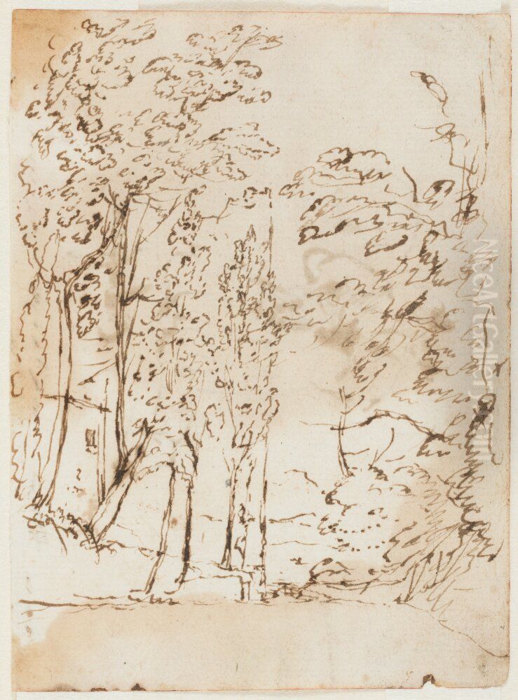 Trees Oil Painting by Claude Lorrain (Claude Gellee)