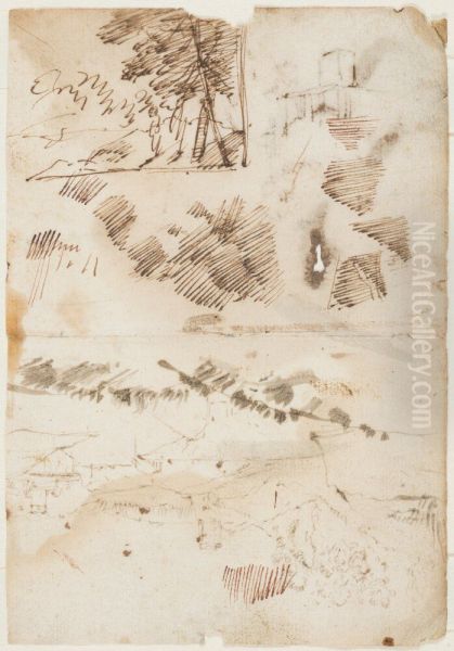 Bondgard i ett landskap Oil Painting by Claude Lorrain