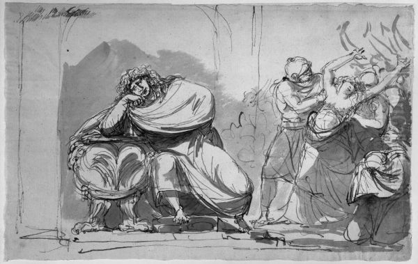 Dido och Amor, utkast till relief Oil Painting by Johan Tobias Sergel