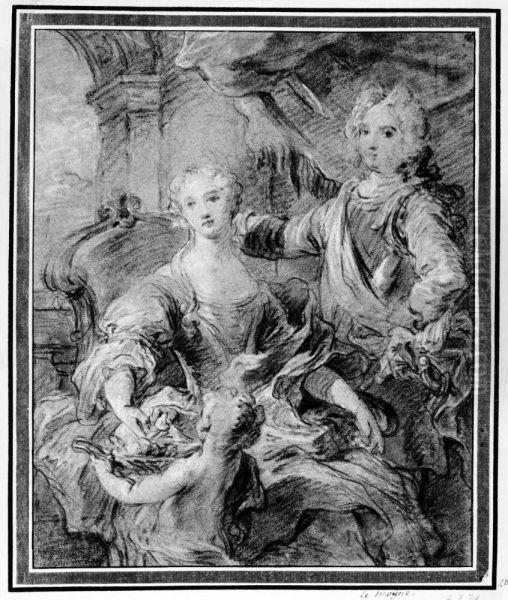 Allegoriserad portrattgrupp Oil Painting by Francois Lemoyne