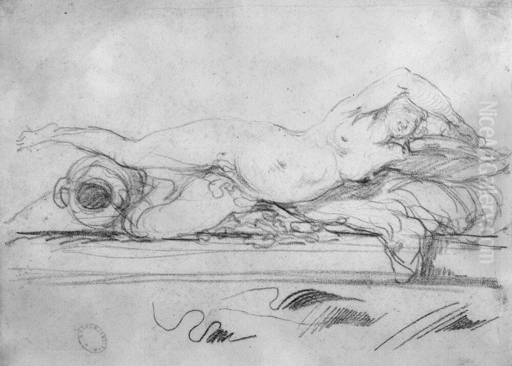 Liggande backantinna med vinkrus Oil Painting by Johan Tobias Sergel