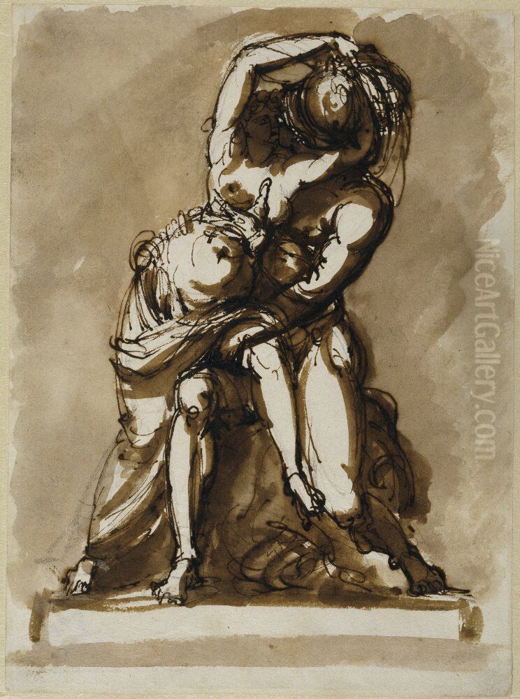 Venus and Anchises, sketch Oil Painting by Johan Tobias Sergel