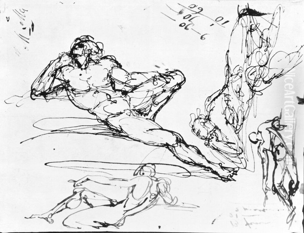 Skulpturstudie Oil Painting by Johan Tobias Sergel