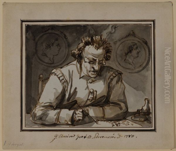 Admiral Count Carl August Ehrensvard Oil Painting by Johan Tobias Sergel