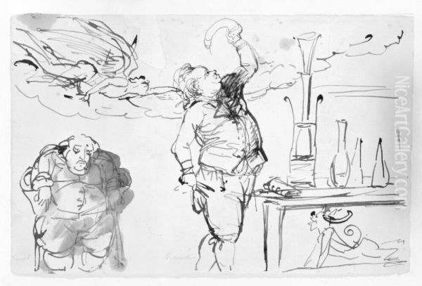 Carl August Ehrensvard sysselsatt med laborationer Oil Painting by Johan Tobias Sergel