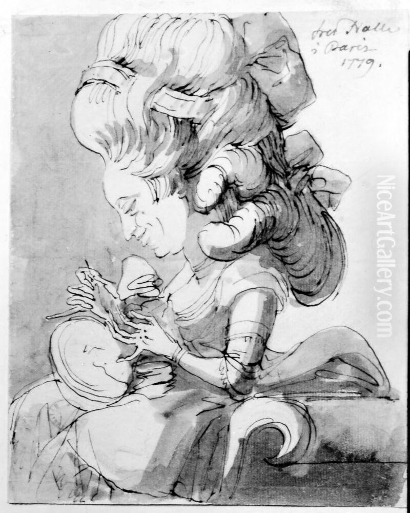 Fru Halle i Paris Oil Painting by Johan Tobias Sergel