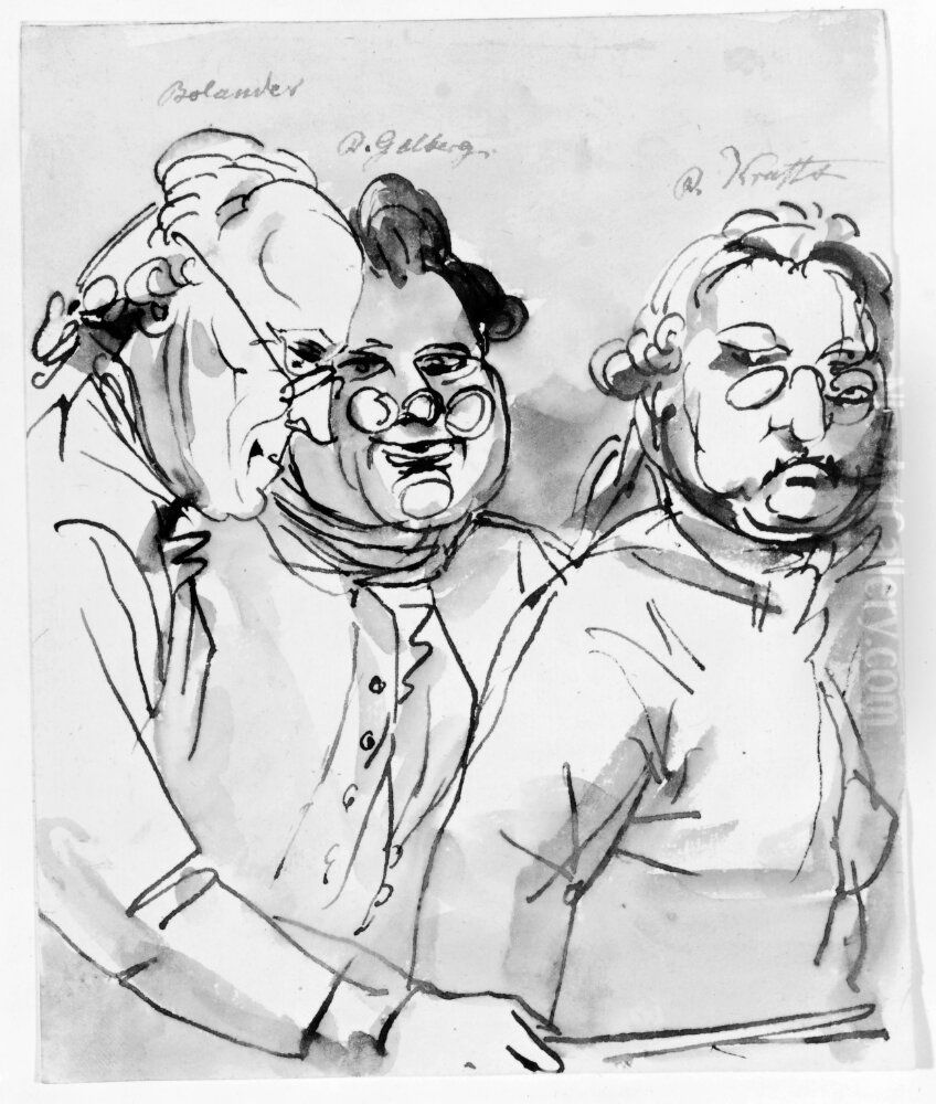 Akademiprofessorerna Bolander, Gillberg och Per Krafft Oil Painting by Johan Tobias Sergel