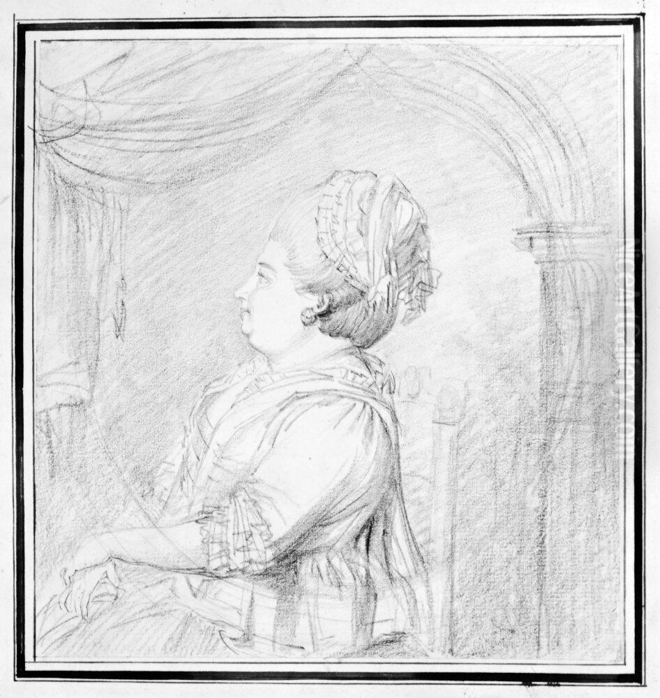 Signorina Maria Sebastiani Oil Painting by Johan Tobias Sergel