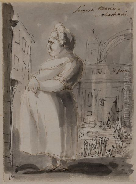Signora Maria Sebastiani Oil Painting by Johan Tobias Sergel