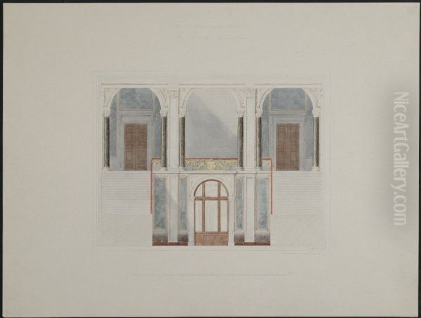Nationalmuseum. Vestibulum. Langdsektionen Oil Painting by Friedrich August Stuler