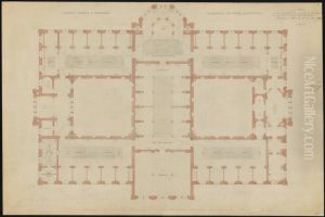 Nationalmuseum. Plan av ovre vaningen for tavlor och skulpturer