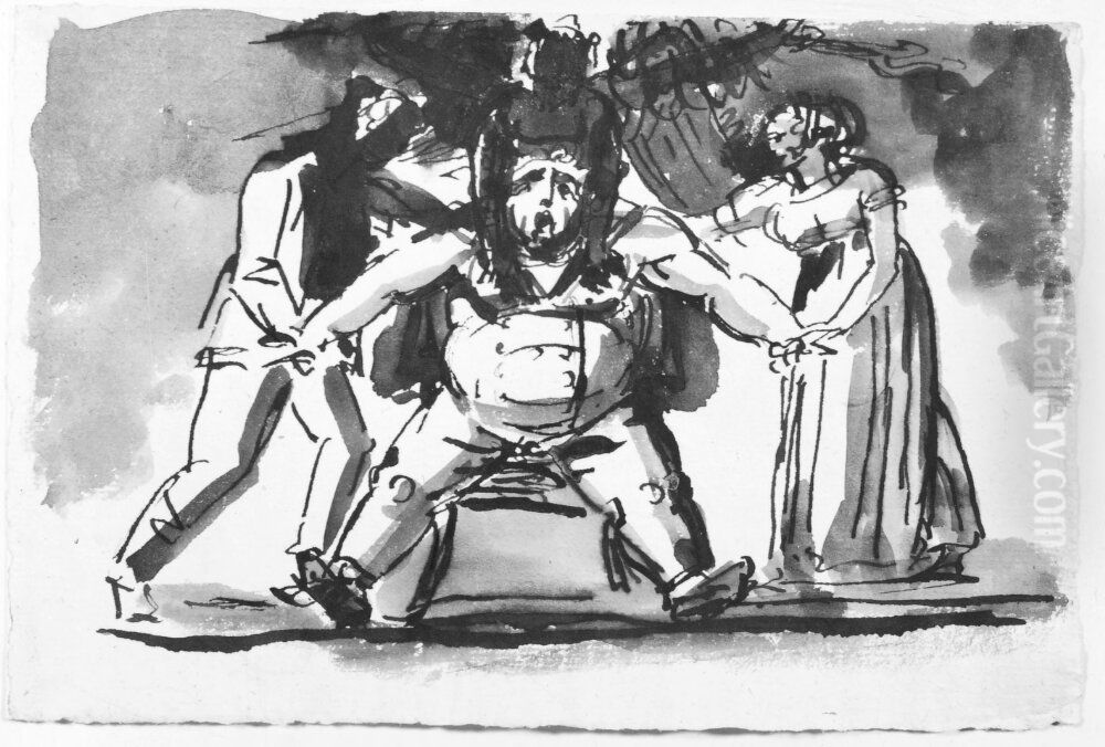 Sjalvportratt, sittande helfigur Oil Painting by Johan Tobias Sergel