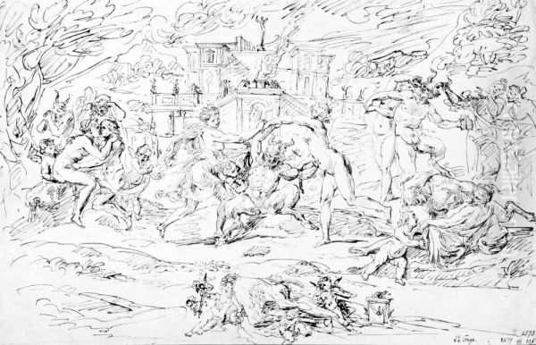 Dansande nymfer och satyrer Oil Painting by Raymond Lafage