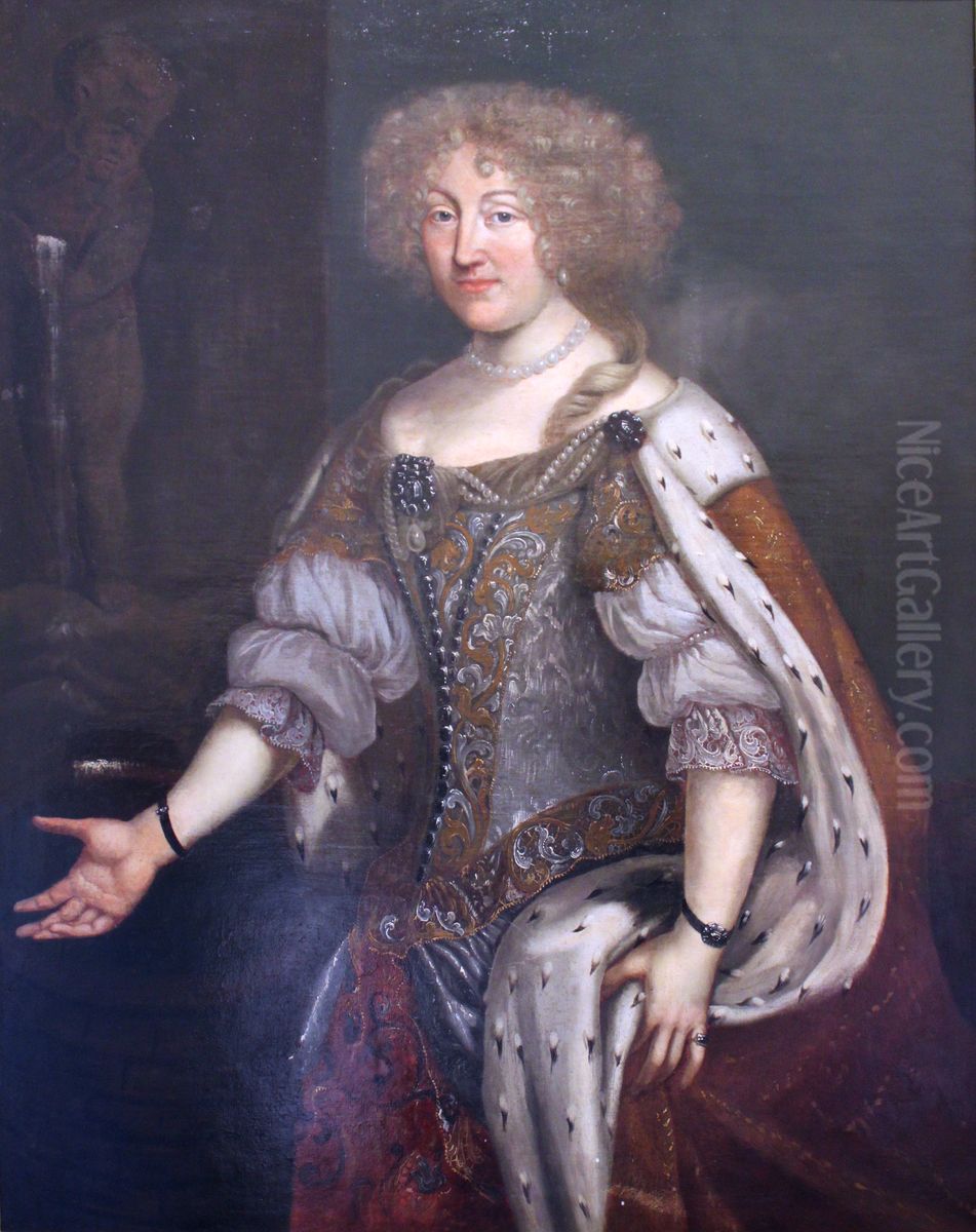 Duchess Magdalena Sibylla of Wurttemberg in a gala dress Oil Painting by David Klocker Ehrenstrahl