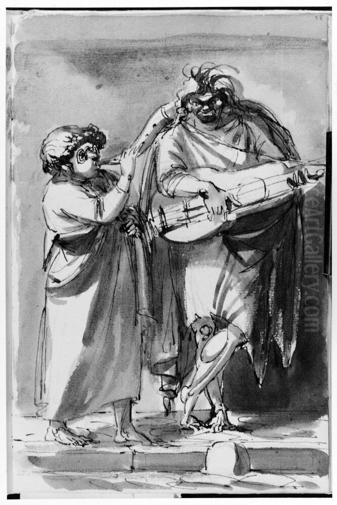 Skissbok, 52 blad Oil Painting by Johan Tobias Sergel