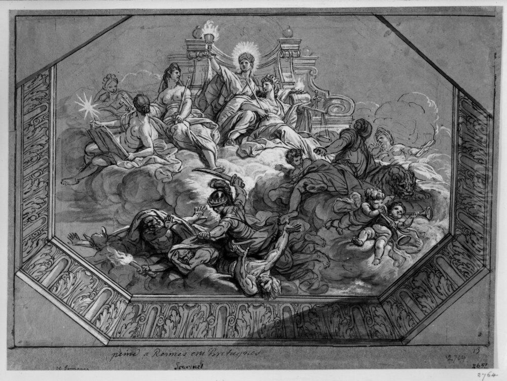 The Triumph of Justice, drawing for a ceiling in Parlement de Bretagne, Rennes Oil Painting by Jean Jouvenet