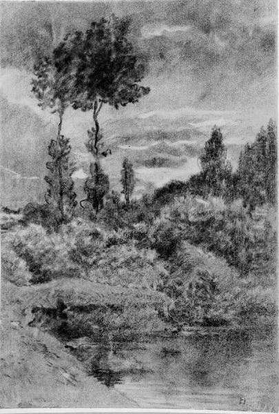 Landscape with poplars Oil Painting by Henri Harpignies
